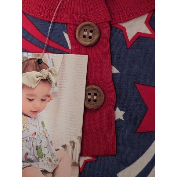 TesaBabe Girls 4th Of July Red/White/Blue Blouse 18-24 Months Bamboo Material - Picture 5 of 9